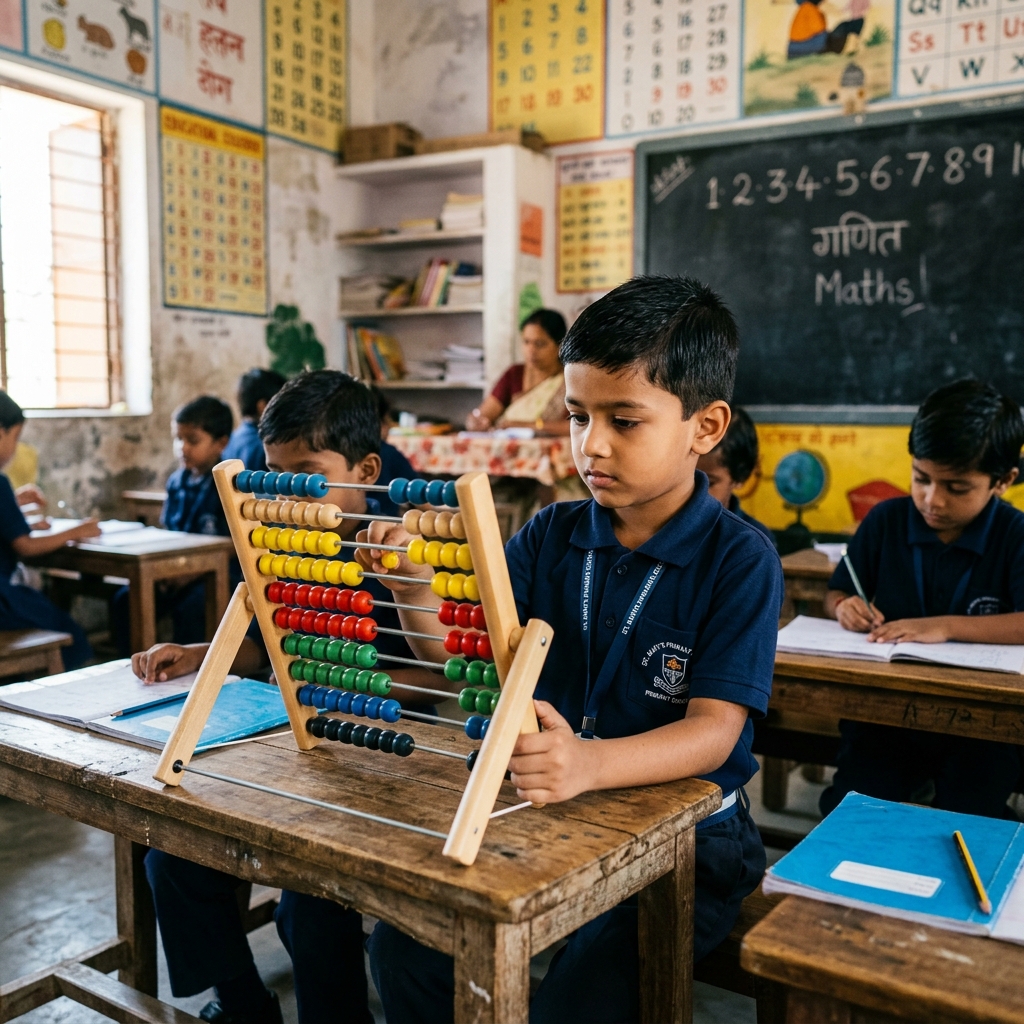 Indian students in Abacus classroom